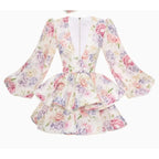 Elegant Flower Print Mini Dress