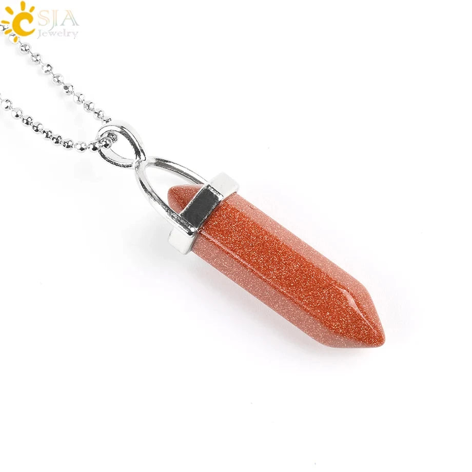 Hexagonal Bullet Crystal Necklaces