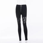 High Waist Hollow out Zipper Pencil Pants