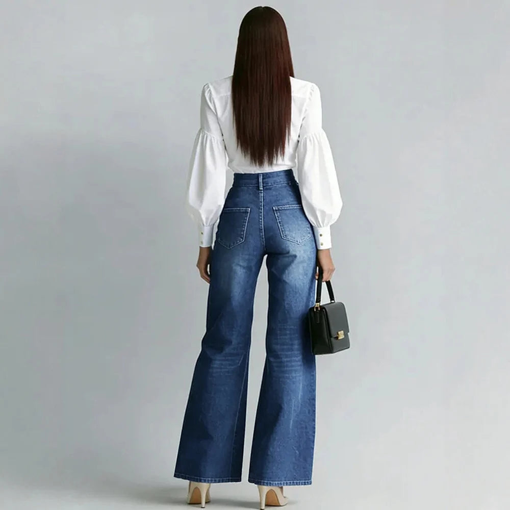 Casual High Waist Vintage Wide Leg Jeans