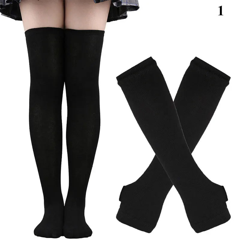 2Pair/ Gothic Punk Over Knee Long Stripe Socks
