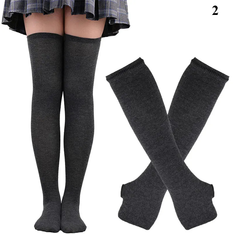 2Pair/ Gothic Punk Over Knee Long Stripe Socks