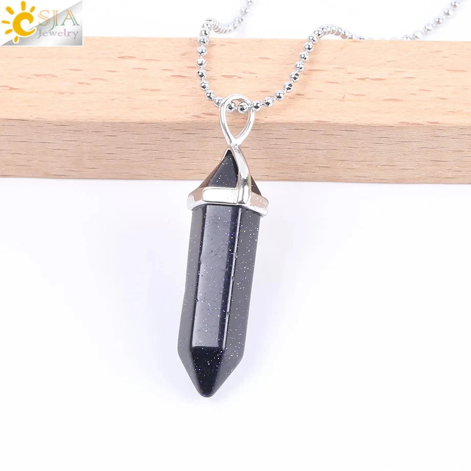 Hexagonal Bullet Crystal Necklaces