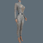 Rhinestone Pearls Spandex Jumpsuit