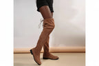 Faux Suede Zipper Elastic Knee-high Boots