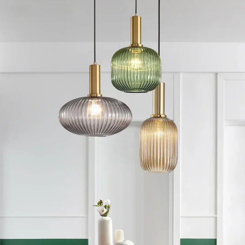 Striped Nordic Vintage Colorful Glass Chandelier