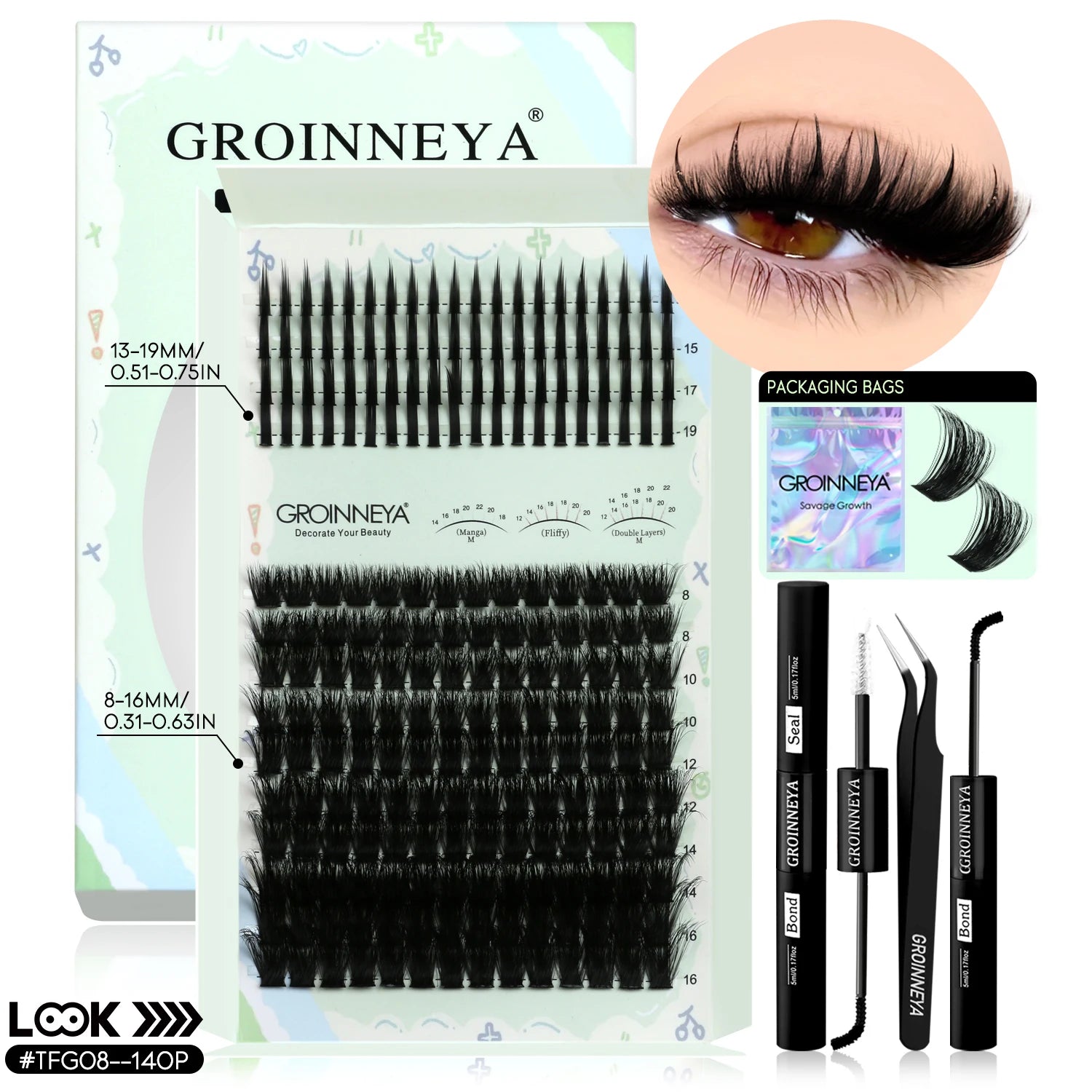 GROINNEYA Lash Clusters Kit
