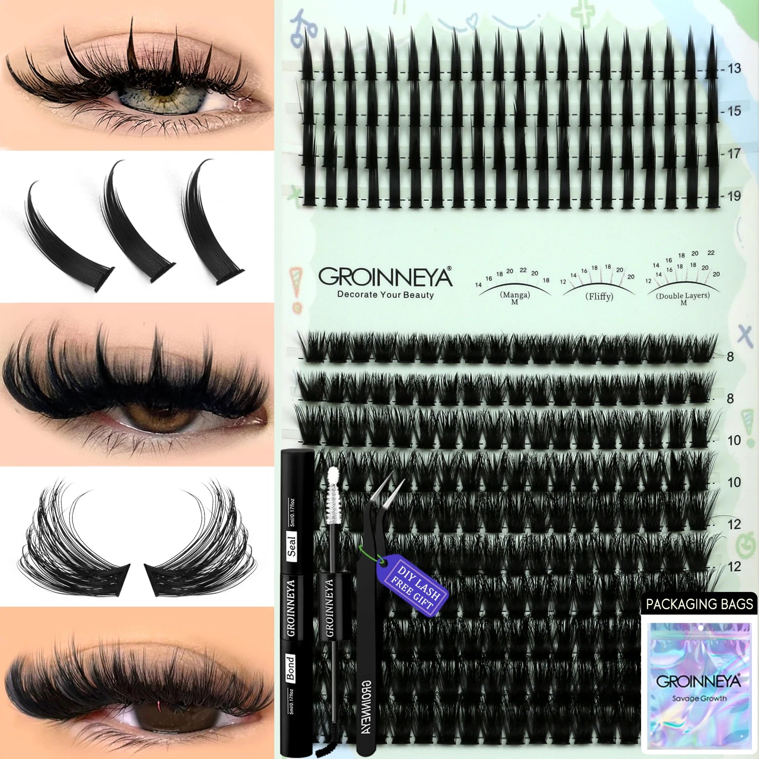 GROINNEYA Lash Clusters Kit