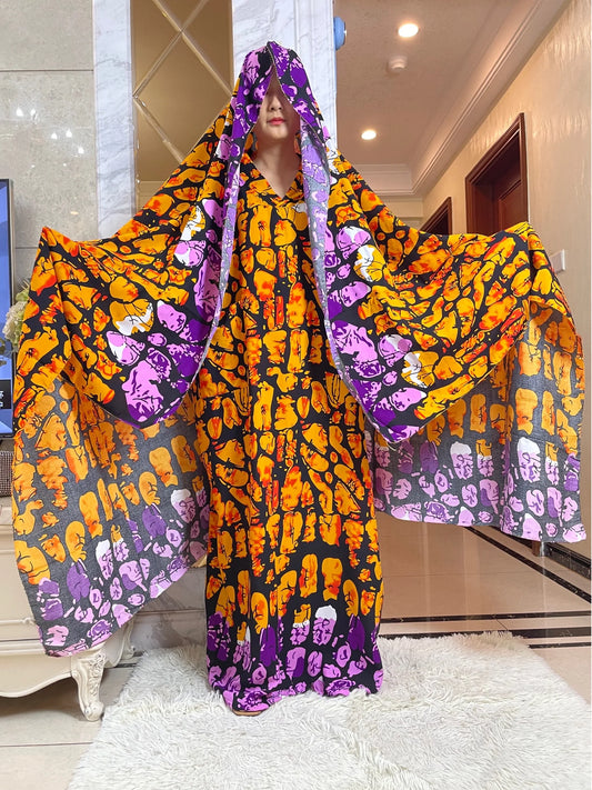 Muslim Abaya Short Sleeve African Dress Pure Cotton