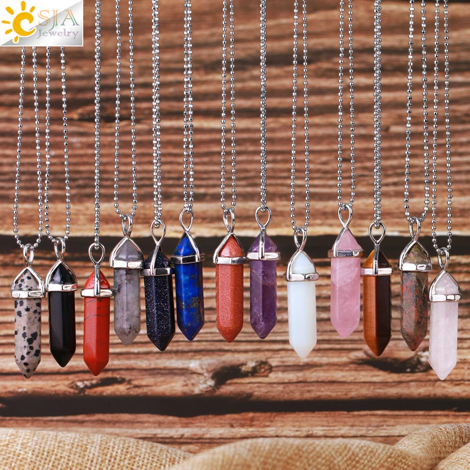 Hexagonal Bullet Crystal Necklaces