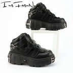 Metal Toe Platform Punk Flats Black Gothic Shoes