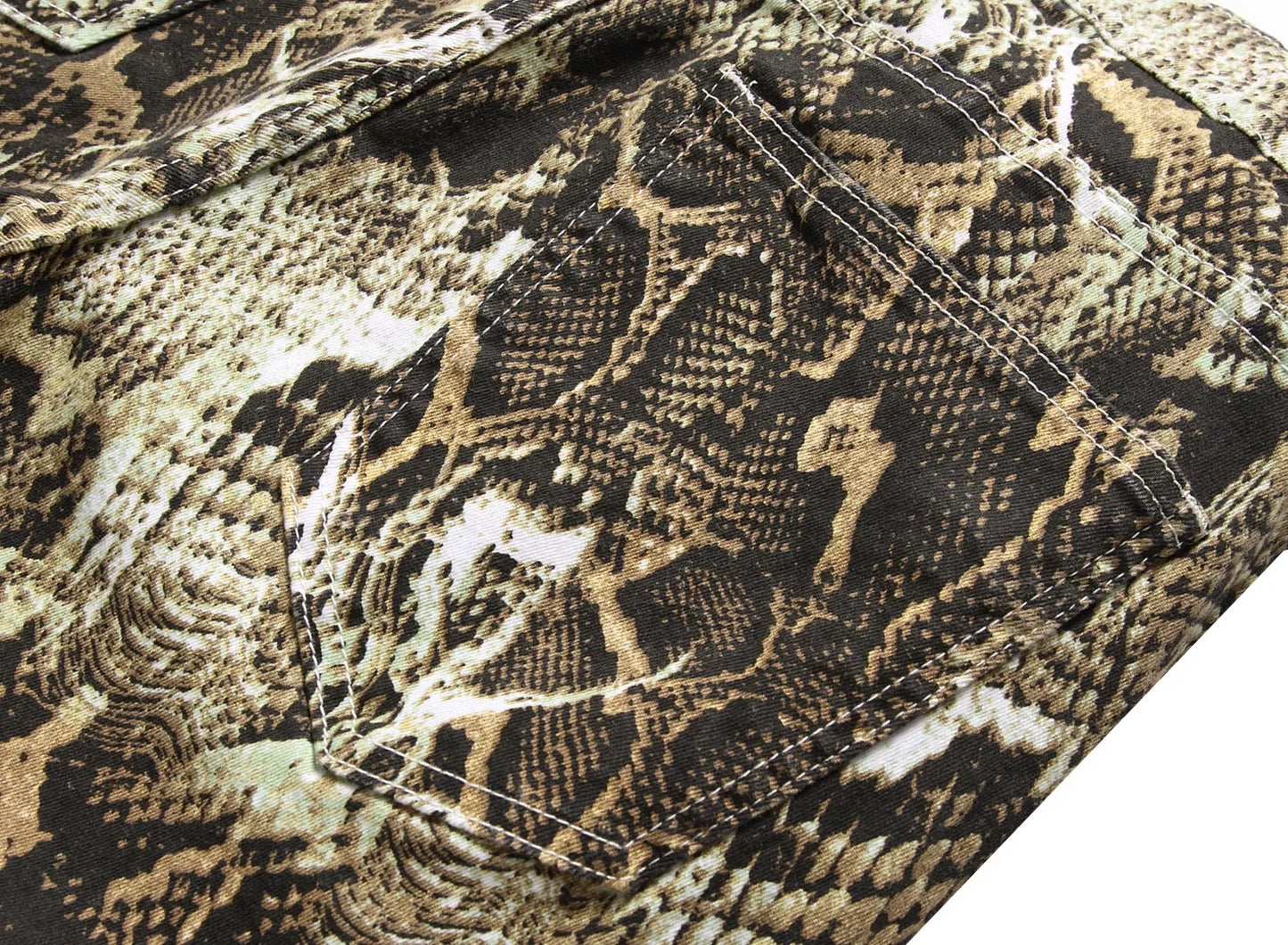 Punk Style Vintage Snake Pattern Printed Slim Jeans