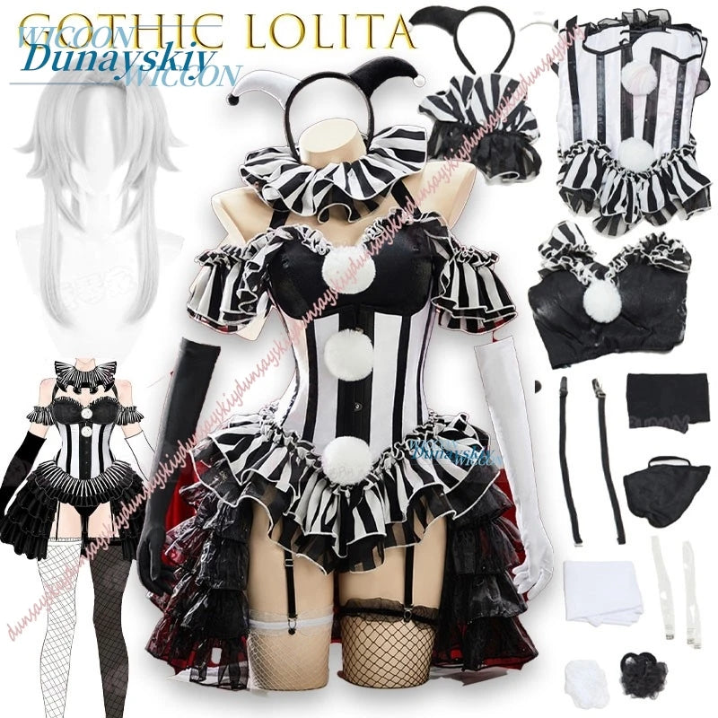Scary Clown Black White Costume Set