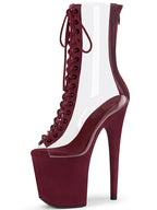Black Patent Leather Ankle Strap Low Tube Boots