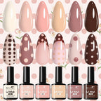 6Pcs Gel Nail Polish Milk Tea