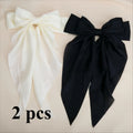 2 Black and White Bow Hair Clips