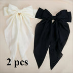 2 Black and White Bow Hair Clips