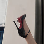 T strap ankle high heels