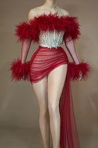 Mini Length Ruffled Tulle NightClub cocktail Dress