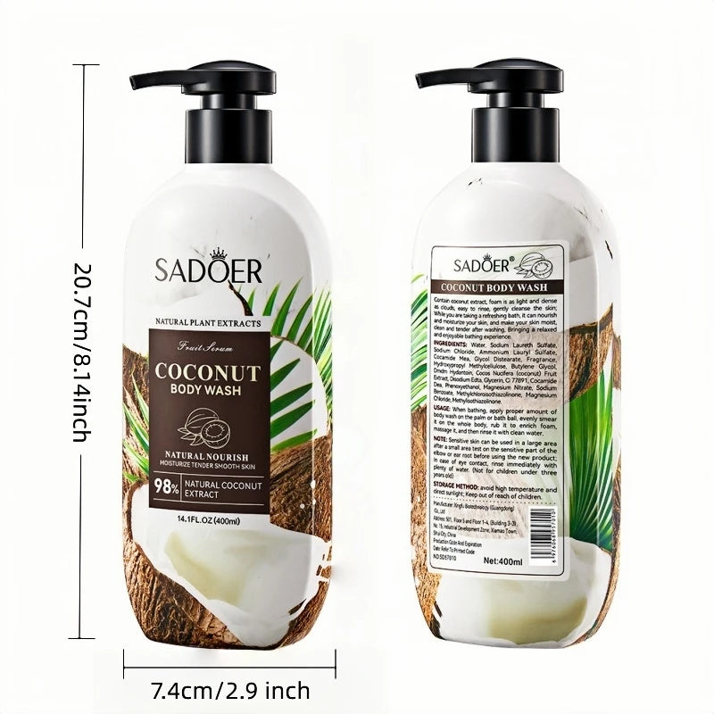 400ml of Gentle Coconut Shower Gel, Rich in Coconut Extract