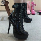 Lace-Up platform ankle short boots