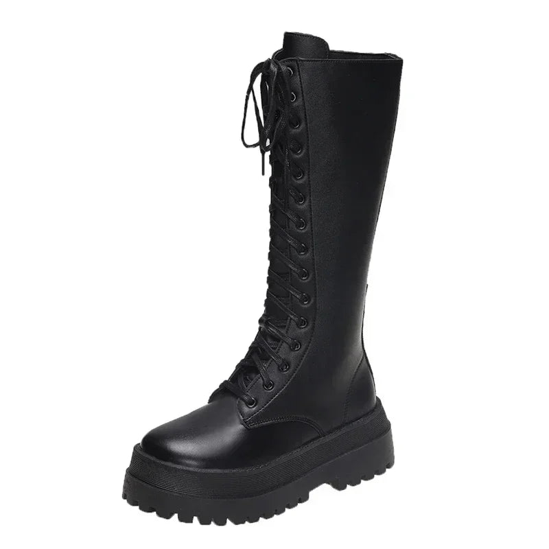 Chunky Women Motorcycle High Boots