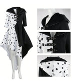 cruella de Ville, women's black and white spotted dog costume