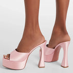 Square Toe Satin High Heel