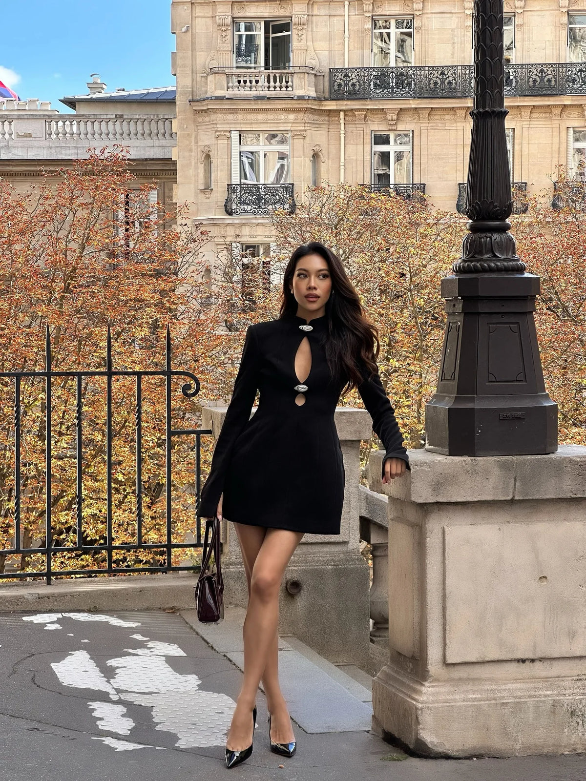 Elegant Hollow Out Mini Dress