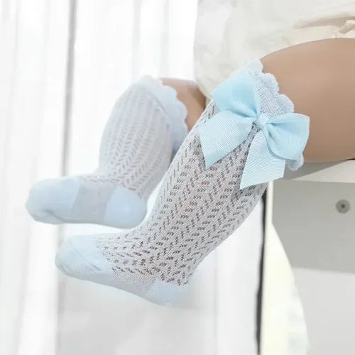 0-24Month Baby Girl Socks Toddler Bow Cotton Mesh Lace