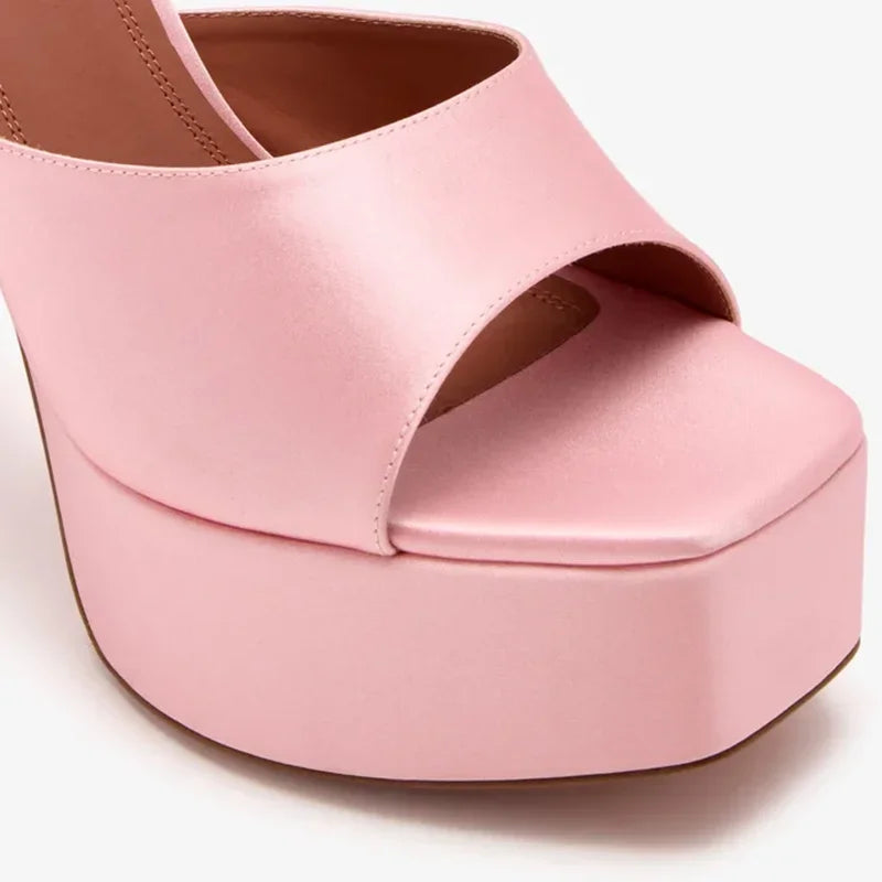 Square Toe Satin High Heel