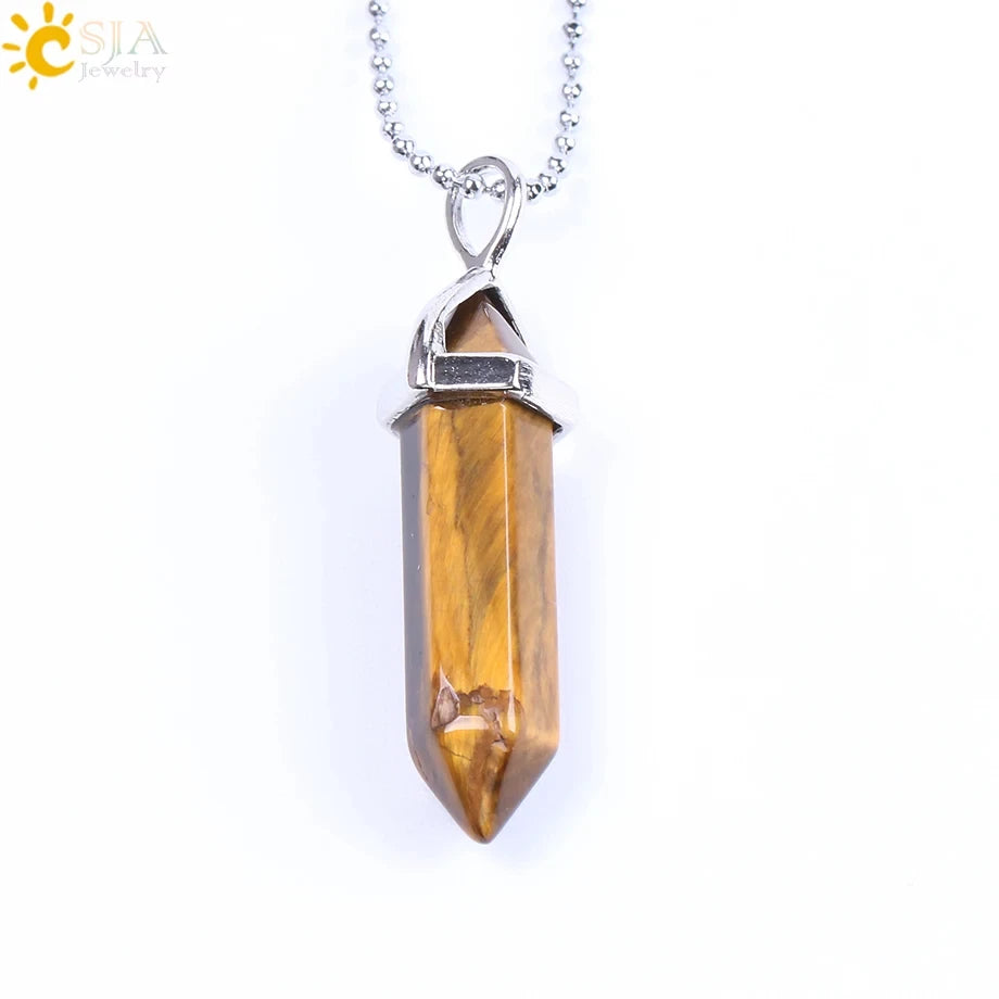 Hexagonal Bullet Crystal Necklaces