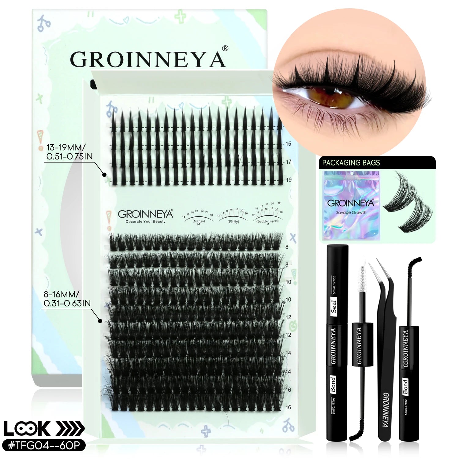 GROINNEYA Lash Clusters Kit