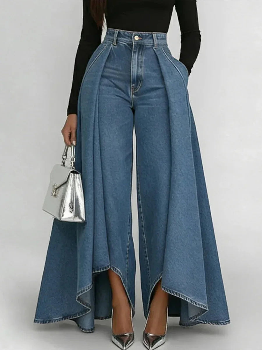 Fashion High Rise Denim Culottes Jeans