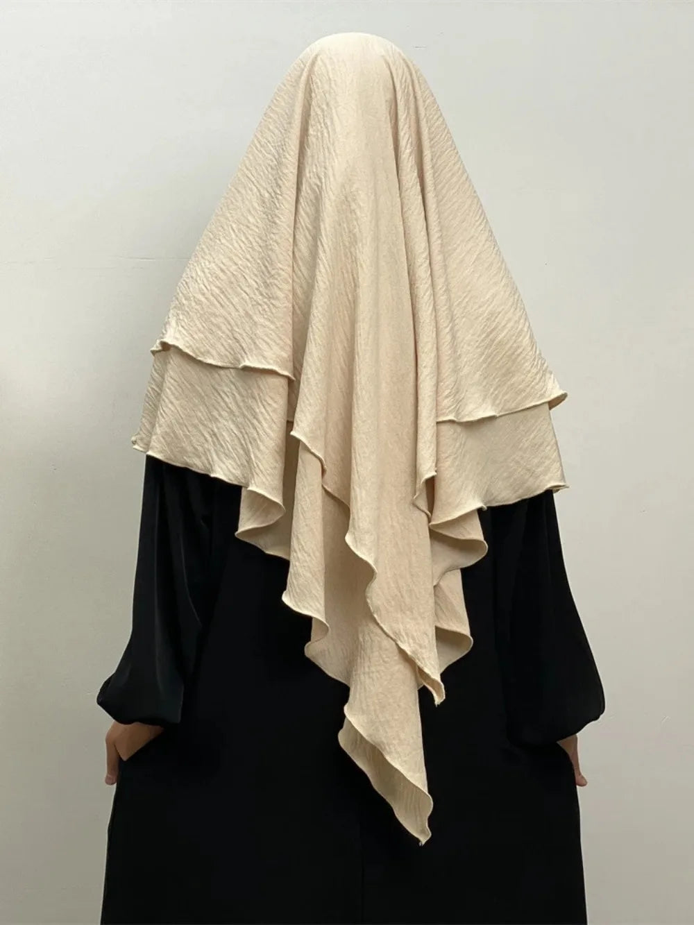 2 Layers Jazz Crepe Long Khimar Women Hijab