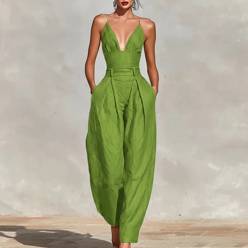 Elegant Sexy V-Neck Spaghetti Strap Jumpsuit