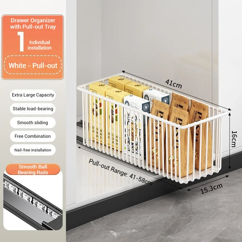2Pcs Pull Out  Carbon Steel Slide Out Drawers