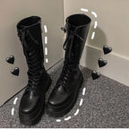 Chunky Women Motorcycle High Boots