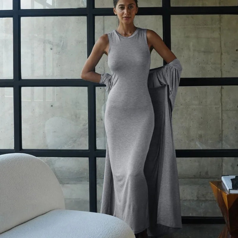Elegant 2 Piece Bodycon Long Sleeve Cardigan