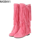 Bohemian Flock Tassel Mid-Calf Boots