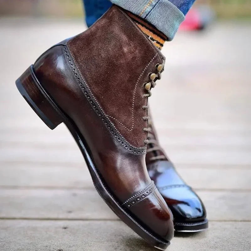 Men Short Boots Brown Bullock Flock