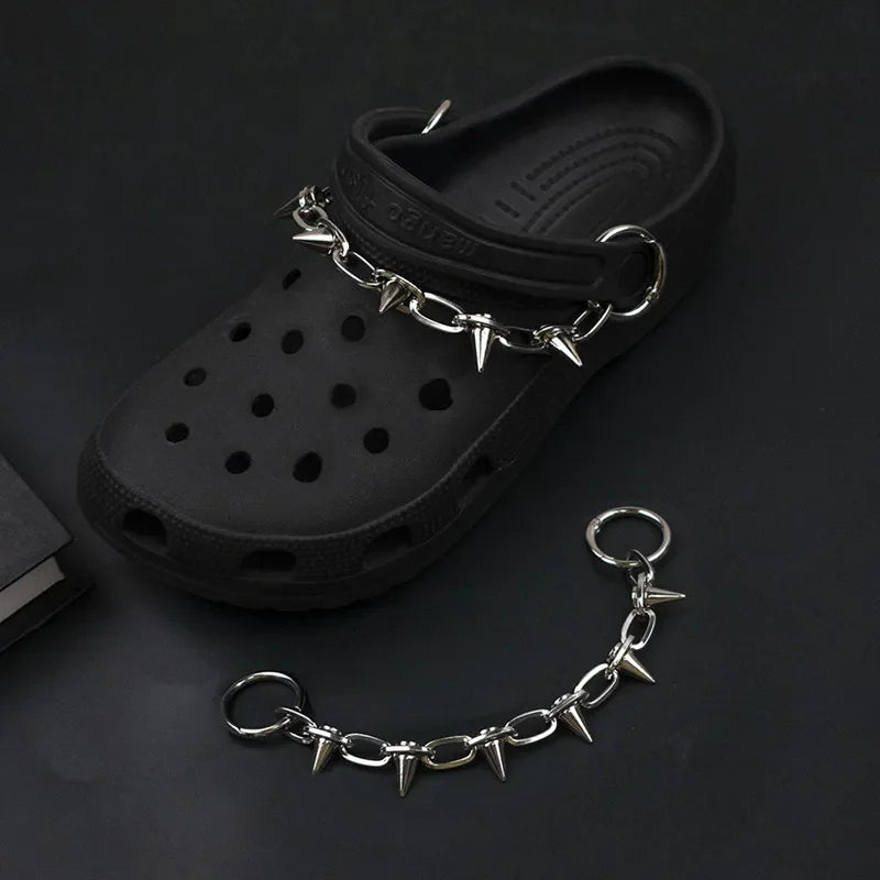 Designer croc Charms Chain Punk Pendant Metal Buckle