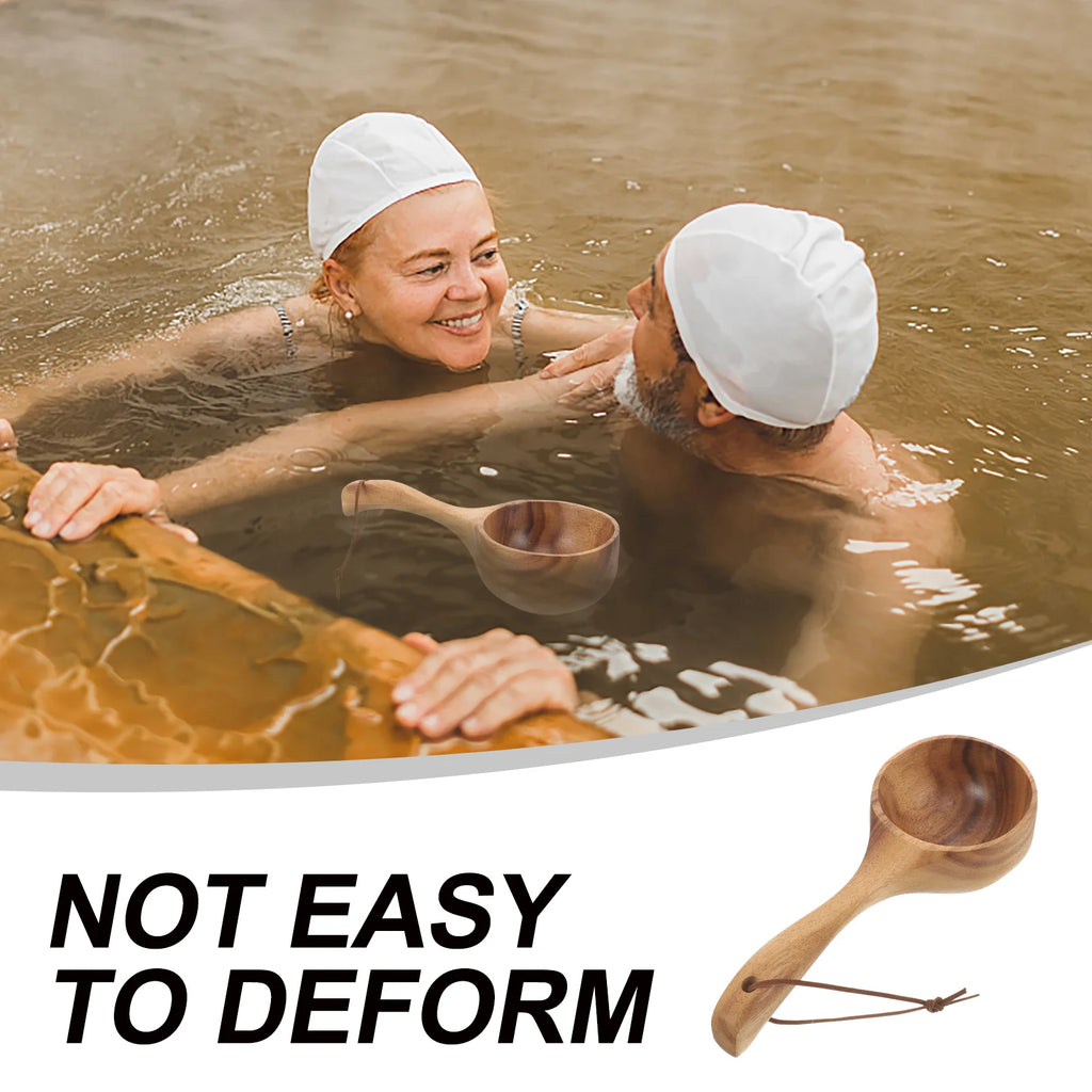 Wooden Handle Water Scoop Bath Ladle Shower Spoon
