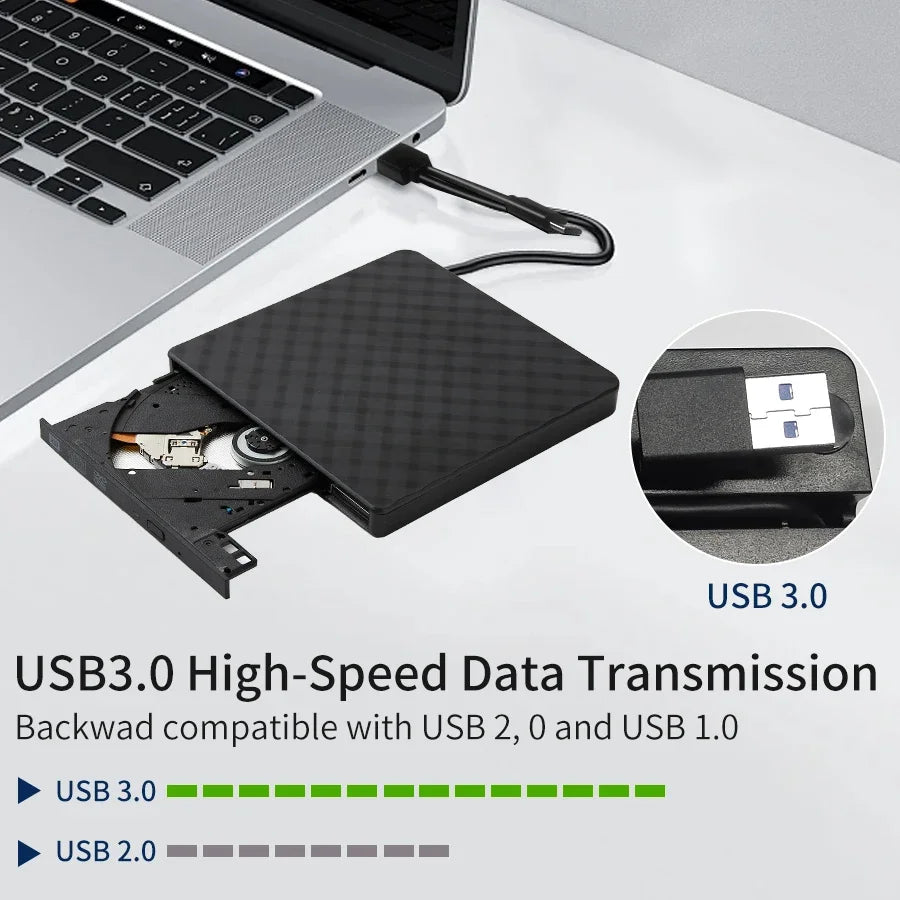 External DVD Drive USB 3.0 Portable Slim Optical