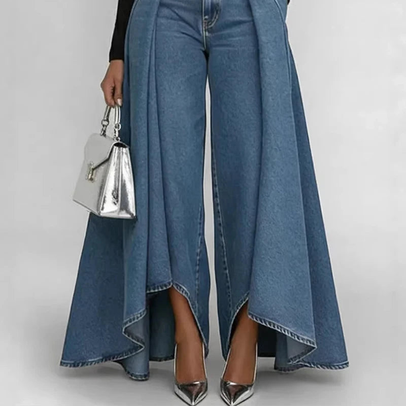 Fashion High Rise Denim Culottes Jeans