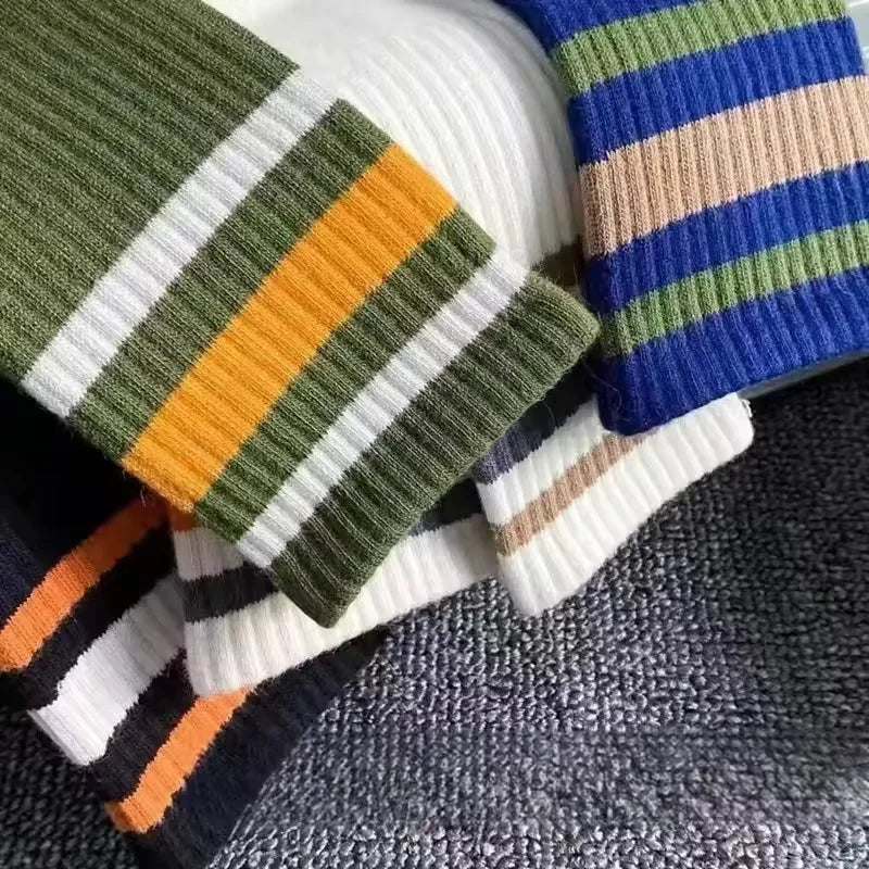 5 Pairs Men's Colorful Striped Casual Socks