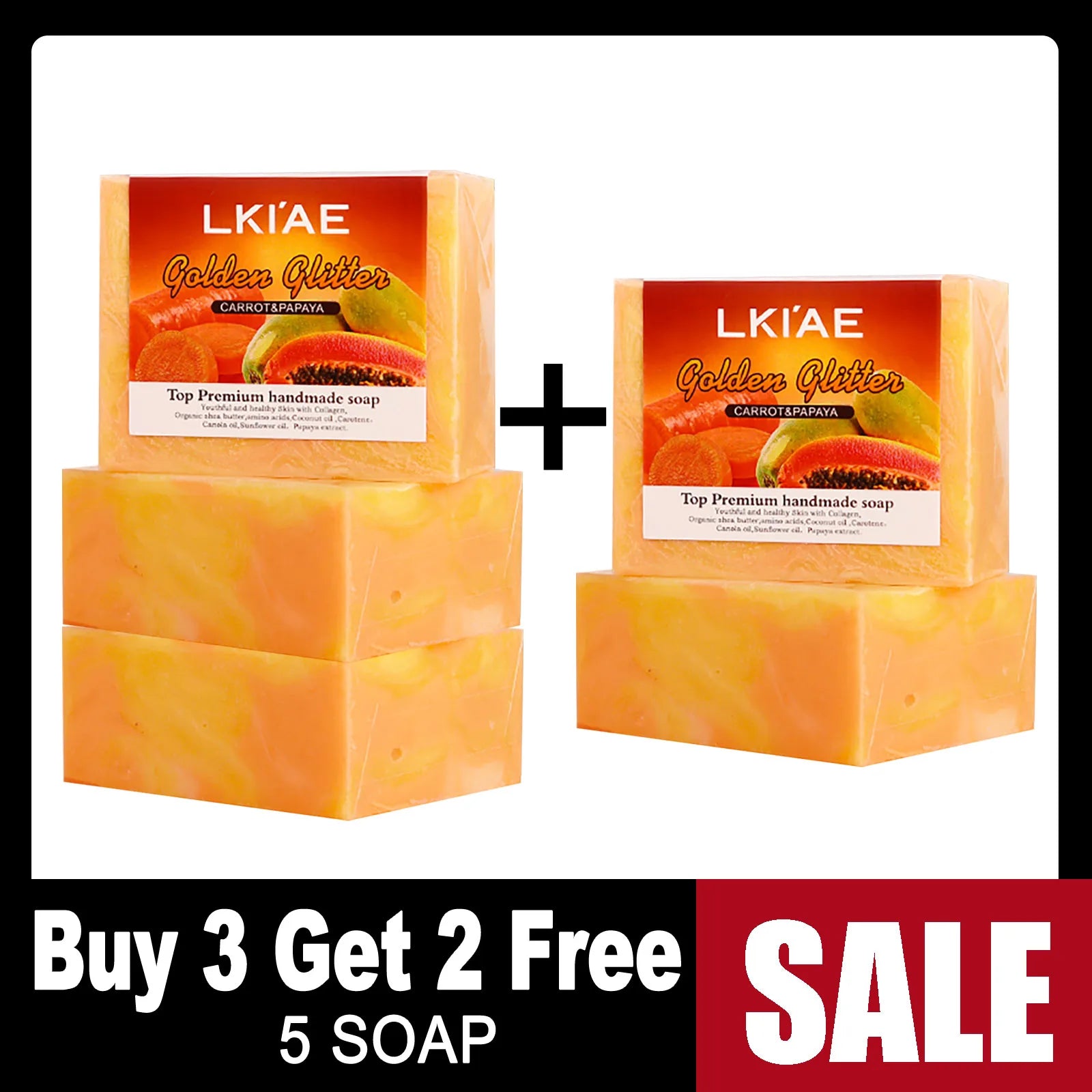 LKIAE Natural Carrot & Papaya Handmade Soap,