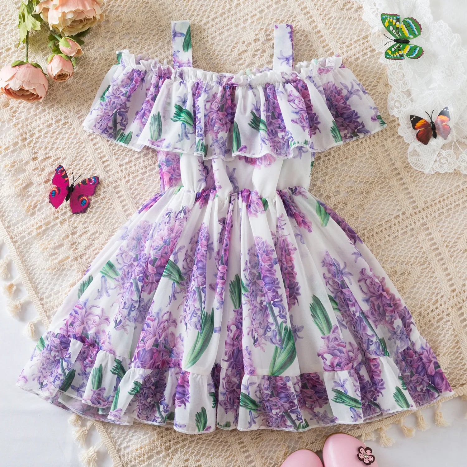 Halter Chiffon Floral Princess Dress