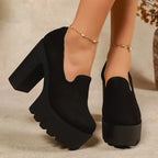 Leopard print thick sole heels
