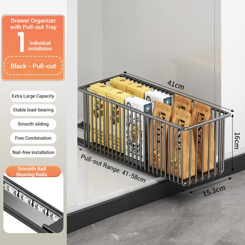 2Pcs Pull Out  Carbon Steel Slide Out Drawers